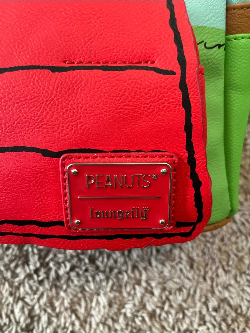 Loungefly Peanuts Snoopy Red Baron Teal/Green Mini Backpack  NEW